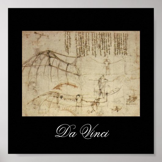 Design for a Flying Machine by Leonardo Da Vinci ポスター (正面)