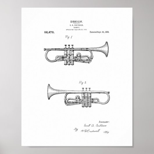 Design For A Trumpet Patent ポスター (正面)