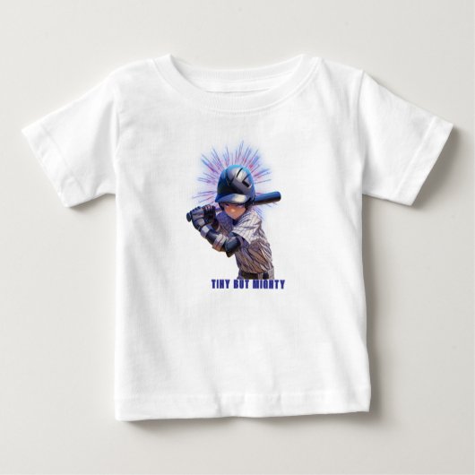 Design for Tiny but Mighty Baseball Player ベビーTシャツ (正面)