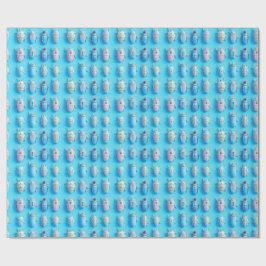 Design insectes bonbons pastel sur fond bleu vif ラッピングペーパー