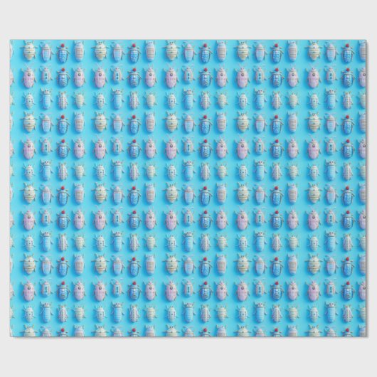 Design insectes bonbons pastel sur fond bleu vif ラッピングペーパー (フラット)