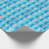 Design insectes bonbons pastel sur fond bleu vif ラッピングペーパー (角)