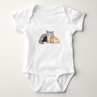 Design - Kitten Family Cuddle Portrait - T-Shirt  ベビーボディスーツ