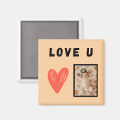 Design LOVE U cœur avec photo personnalisable  マグネット (正面/裏面)