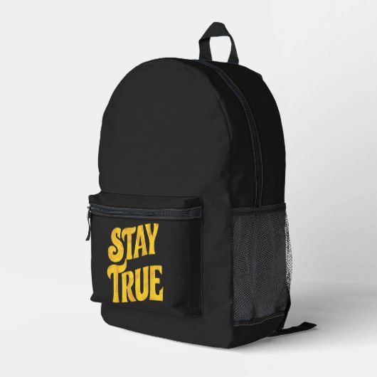 Design Motivant 'Stay True' en Or Texturé プリントバックパック (裏面右端)