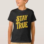 Design Motivant 'Stay True' en Or Texturé Tシャツ (正面)