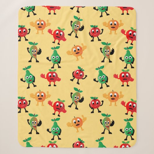 Design patterns with cute fruit character shapesab シェルパブランケット (正面)