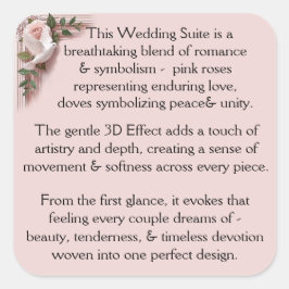 Design Pink Roses & Doves スクエアシール