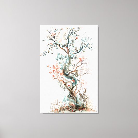 design Plant - Artistic Floral Tree キャンバスプリント (正面)