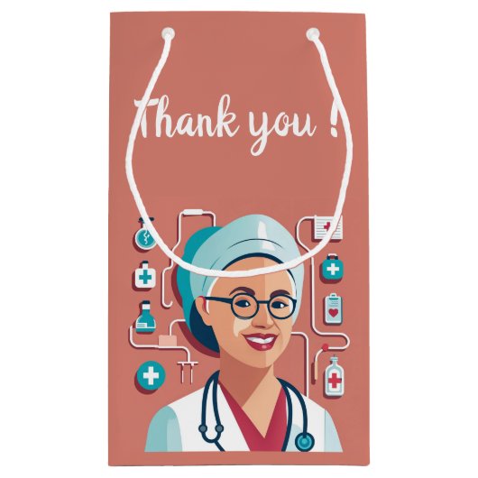 design sympa pour remercier les infirmières スモールペーパーバッグ (裏面)