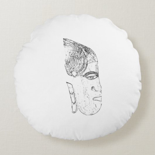 design tête femme africaine ラウンドクッション (正面)