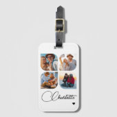 Design Your Own 4 Photo Personalized Name ラゲッジタグ (正面縦)