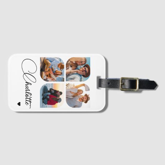 Design Your Own 4 Photo Personalized Name ラゲッジタグ (正面横)