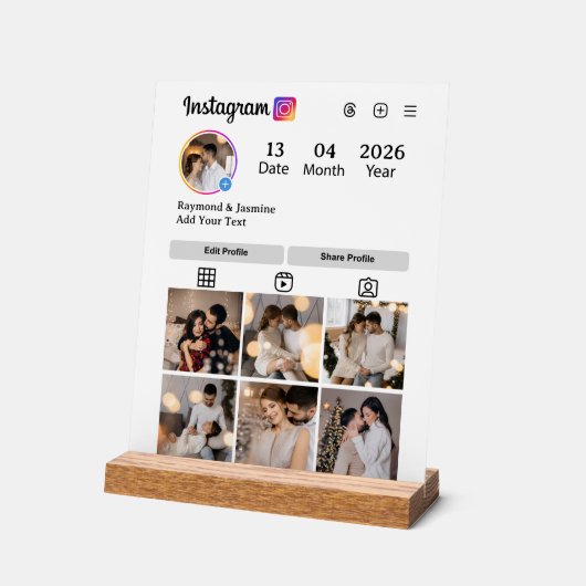 Design Your Own 7 Photo Collage アクリルサイン (傾斜)
