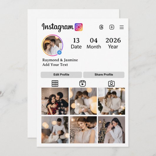 Design Your Own 7 Photo Collage 案内状 (正面/裏面)