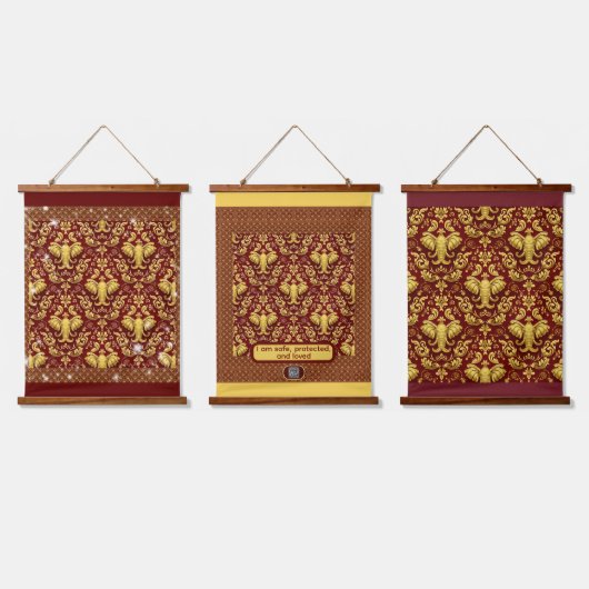 Design Your Own Baroque Mandala-Inspired Elephant  吊り下げ型タペストリー (トリプル)