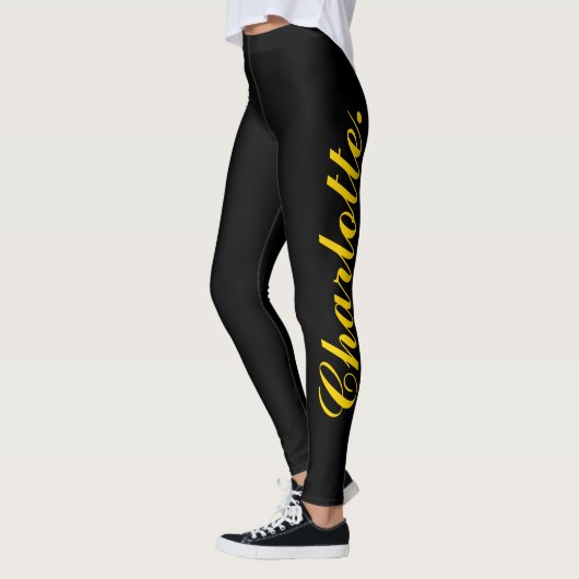 Design Your Own Name on Stylish Black Leggings レギンス (左)