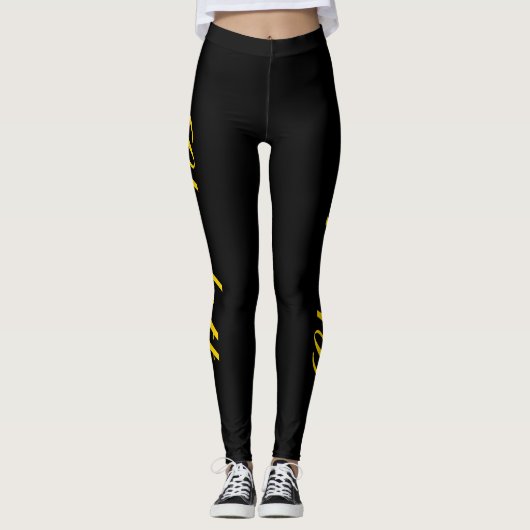Design Your Own Name on Stylish Black Leggings レギンス (正面)