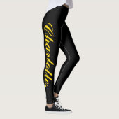 Design Your Own Name on Stylish Black Leggings レギンス (右)
