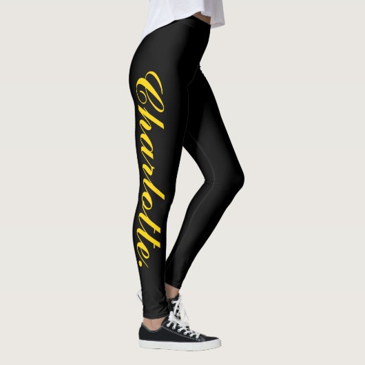 Design Your Own Name on Stylish Black Leggings レギンス (右)