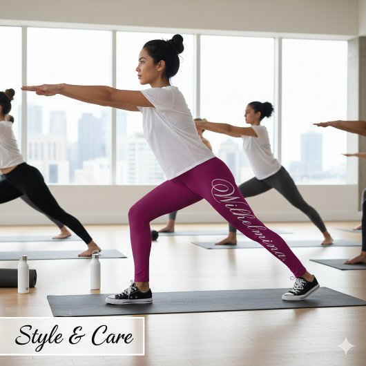 Design Your Own Name on Stylish Wine レギンス