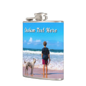 Design Your Own Pet Photo Flask Gift Custom Text フラスク (左)