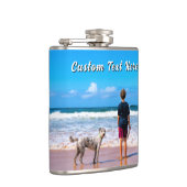 Design Your Own Pet Photo Flask Gift Custom Text フラスク (右)