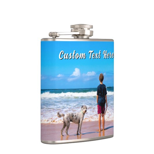 Design Your Own Pet Photo Flask Gift Custom Text フラスク (右)