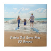 Design Your Own Photo Ceramic Tile Gift with Text タイル (正面)