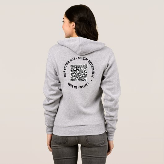 Design Your Own QR Code Hoodie Example Custom Text パーカ (裏面フル)