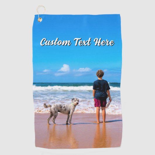 Design Your Pet Photo Golf Towel Personalized Text ゴルフタオル (正面)