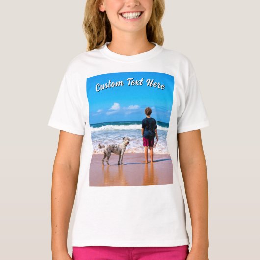 Design Your Pet Photo T-Shirt Personalized Text Tシャツ (正面)