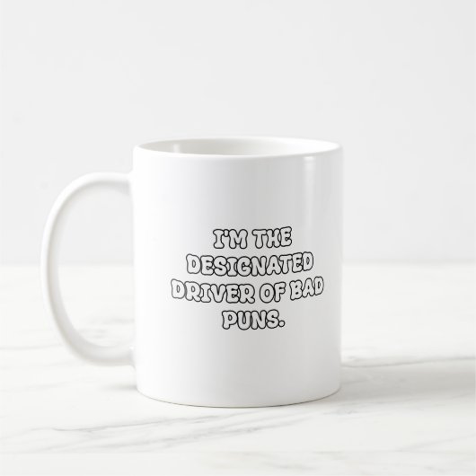 Designated Driver of Bad Puns Typography コーヒーマグカップ (左)
