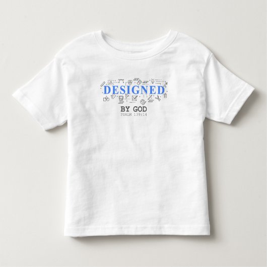 Designed By God - Men & Boys Christian Faith Psalm トドラーTシャツ (正面)