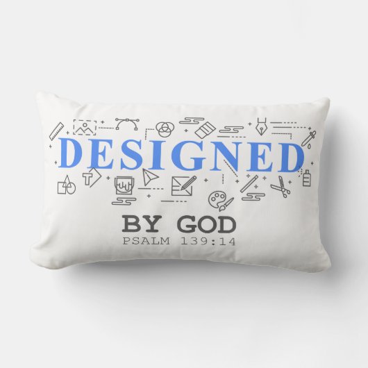 Designed By God - Men & Boys Christian Faith Psalm ランバークッション (正面)