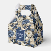Designer Blue Flowers Personalized Favor Box フェイバーボックス (裏面サイド)