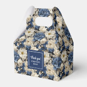 Designer Blue Flowers Personalized Favor Box フェイバーボックス (正面サイド)