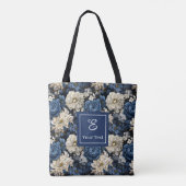 Designer Blue Flowers Personalized Tote Bag トートバッグ (裏面)