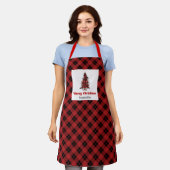 Designer Buffalo Plaid Tree Custom Name Cooking  エプロン (着用した状態)