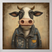 Designer Dairy Vest- Funny cow in a costume ポスター (正面)