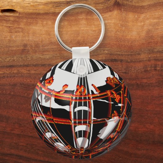 Designer Dartboard Globus und 3 Darts キーホルダー (正面)