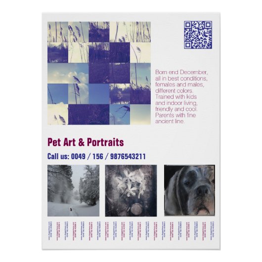 Designer Great Dane Puppy Poster ポスター (正面)