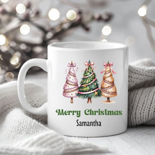 Designer Leopard Christmas Trees Personalized Mug コーヒーマグカップ
