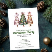 Designer leopard print Christmas tree invitation 招待状