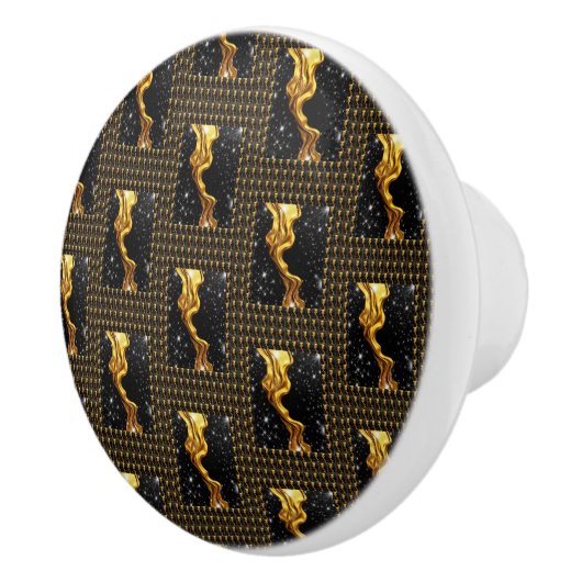 Designer Liquid Gold Black Monochrome Luxury Achem セラミックノブ (右)