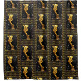 Designer Liquid Gold Black Monochrome Luxury Chris シャワーカーテン (正面)