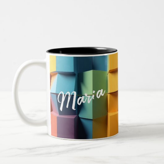 Designer Mug – Customizable Geometry Fusion ツートーンマグカップ (左)