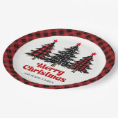 Designer Plaid Tree Holiday Custom Name Paper  ペーパープレート (アングル)