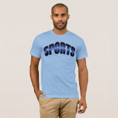 Designerschrift Sports Blau Jalousiemuster Tシャツ (正面フル)