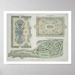 Designs for French, Old English and Modern English ポスター